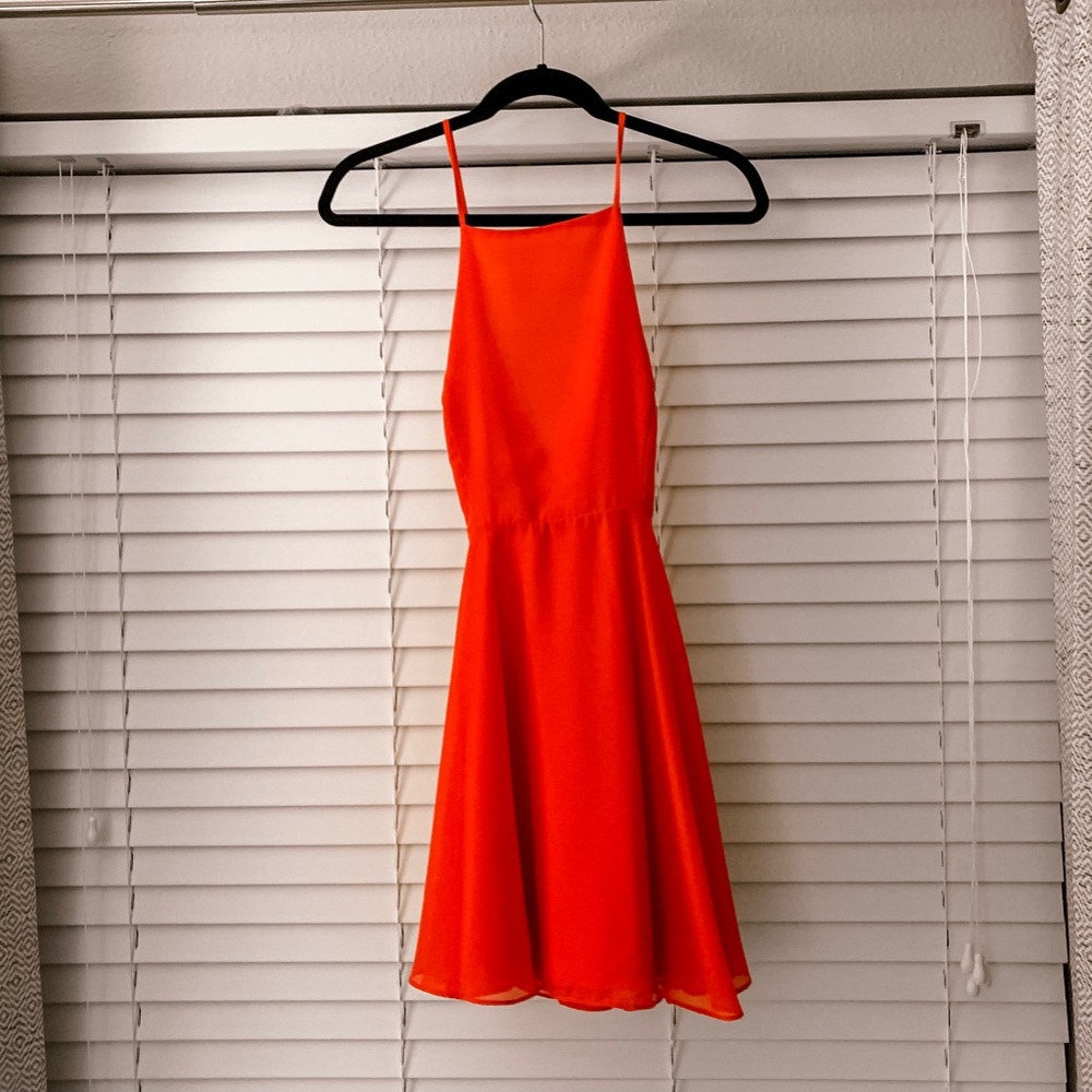 Red cross back dress